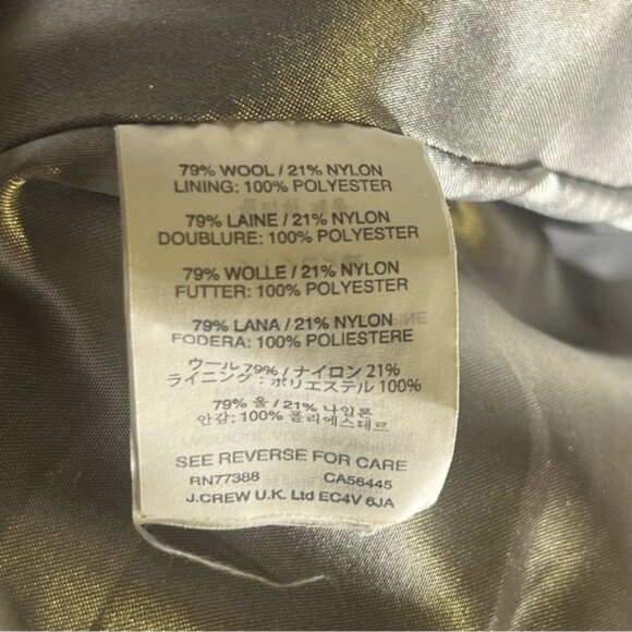 J. Crew Double Breasted Stadium Cloth by Nello Gori Pea Coat Light Gray Size 14 - Picture 10 of 11